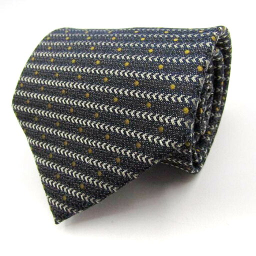 ミスタージュンコ ブランド ネクタイ ボーダー柄 ドット ヘリンボーン柄 シルク PO メンズ ネイビー Mr.JUNKO 【中古】 ミスタージュンコ ブランド ネクタイ ボーダー柄 ドット ヘリンボーン柄 シルク PO メンズ ネイビー Mr.JUNKO 【中古】