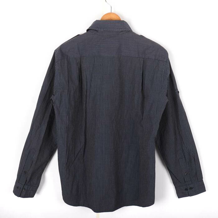 バーバリーブラックレーベル 長袖シャツ トップス ストライプ柄 メンズ 2サイズ ネイビー BURBERRY BLACK LABEL 【中古】