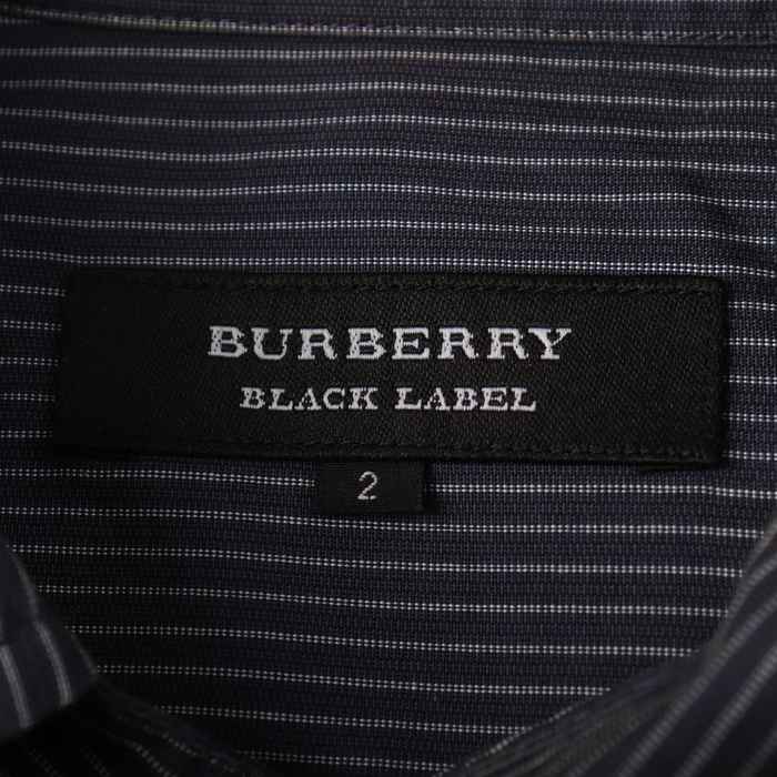 バーバリーブラックレーベル 長袖シャツ トップス ストライプ柄 メンズ 2サイズ ネイビー BURBERRY BLACK LABEL 【中古】