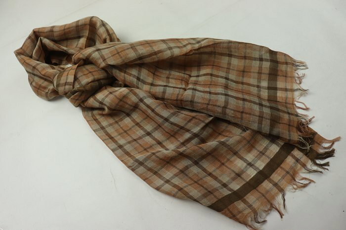 グレンプリンス ストール 未使用 チェック柄 リネン シルク混 ナノユニバース ブランド レディース ブラウン Glen Prince 【中古】 thumbs-up-12983702 Thumbs-up サンプル画像2