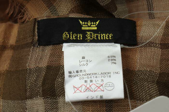 グレンプリンス ストール 未使用 チェック柄 リネン シルク混 ナノユニバース ブランド レディース ブラウン Glen Prince 【中古】 thumbs-up-12983702 Thumbs-up サンプル画像3