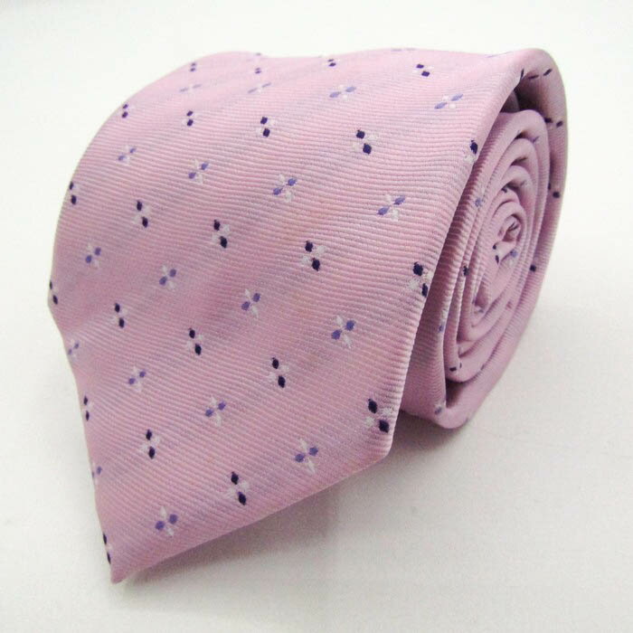 シンプルフレーズクラバット ブランド ネクタイ 小紋柄 花柄 PO メンズ ピンク SIMPLE PHRASE CRAVAT 【中古】