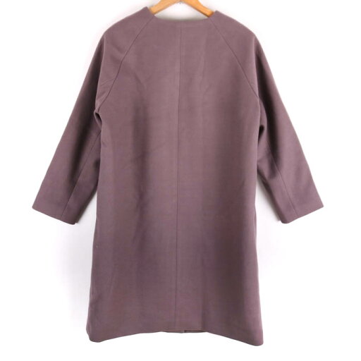 グローバルワーク ノーカラーコート アウター ロング丈 レディース Mサイズ パープル GLOBAL WORK 【中古】