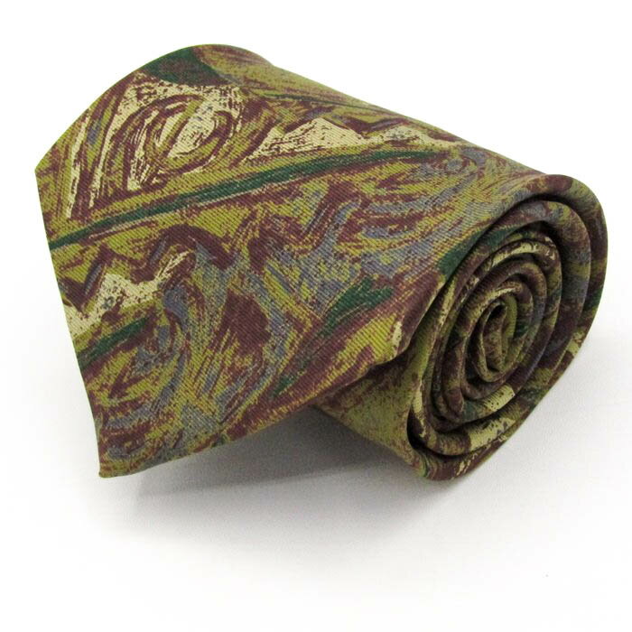 ニコル ブランド ネクタイ シルク 総柄 PO メンズ カーキ NICOLE 【中古】