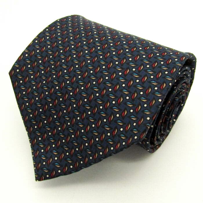 ボルサリーノ ブランド ネクタイ 総柄 ドット 小紋柄 シルク イタリア製 PO メンズ ネイビー Borsalino 【中古】