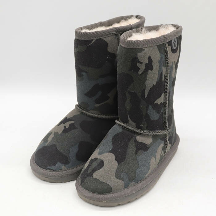 エミュー ブーツ 未使用 K12371S Camo シューズ 靴 キッズ 男の子用 K10/15サイズ グレー EMU Australia 【中古】