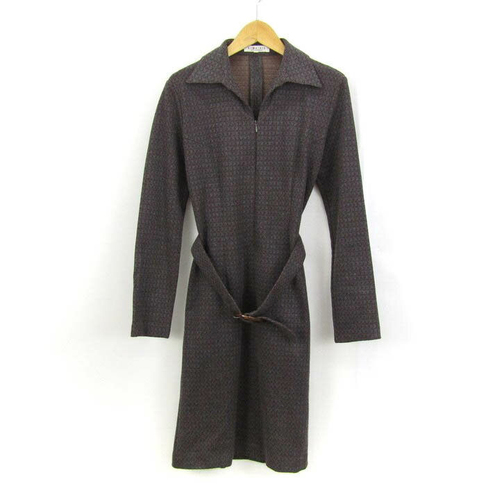 アトリビス ニットコート アウター ロングコート ベルト付き 日本製 レディース 1サイズ グレー attribis 【中古】