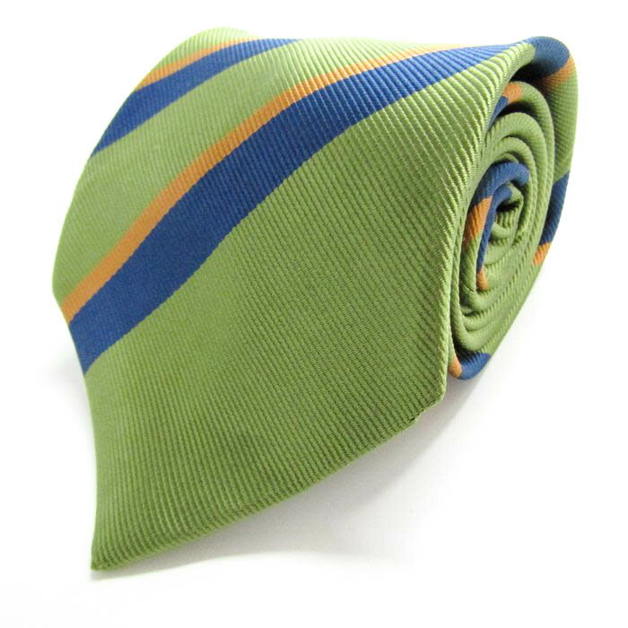 クリケット ブランド ネクタイ ストライプ柄 シルク 日本製 PO メンズ グリーン CRICKET 【中古】