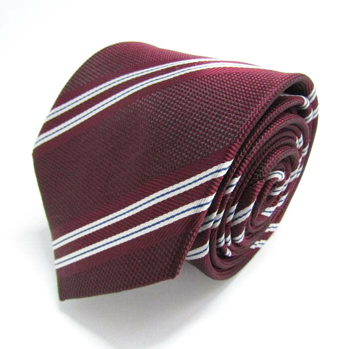 シンプルフレーズクラバット ブランド ネクタイ ストライプ柄 PO メンズ ワインレッド SIMPLE PHRASE CRAVAT 【中古】