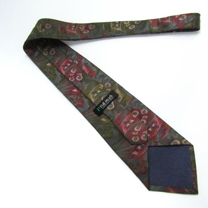 フルマーク ブランド ネクタイ シルク 花柄 総柄 PO メンズ グレー FULL MARK 【中古】