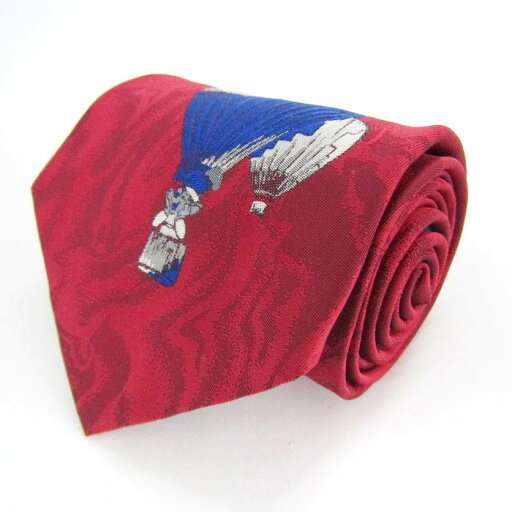 CommeSoie ブランド ネクタイ 動物柄 気球 総柄 PO メンズ レッド TIE 【中古】 CommeSoie ブランド ネクタイ 動物柄 気球 総柄 PO メンズ レッド TIE 【中古】