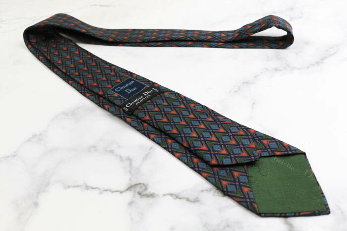 クリスチャンディオール ブランド ネクタイ チェック柄 シルク PO メンズ ネイビー Christian Dior 【中古】