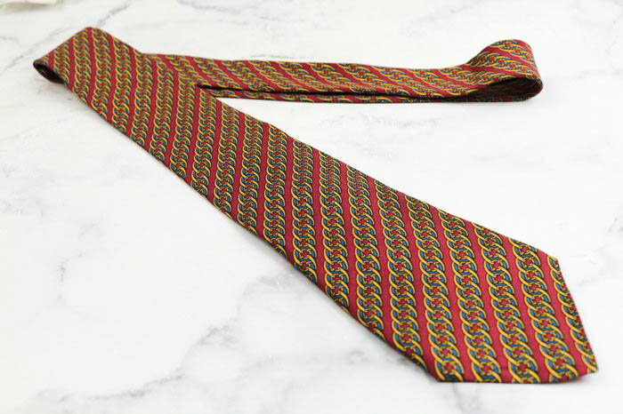 エルメス ブランド ネクタイ ストライプ柄 ドット シルク フランス製 PO メンズ ワインレッド HERMES 【中古】