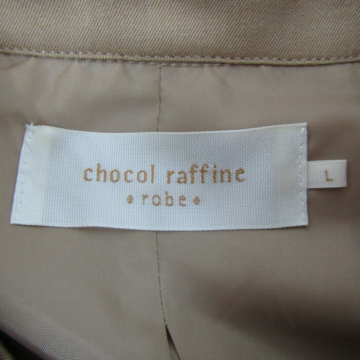【楽天スーパーSALE 50％OFF 9月4日20:00〜9月11日01:59まで】ショコラフィネローブ トレンチコート アウター ベルト付き レディース Lサイズ ベージュ chocol raffine robe 【中古】