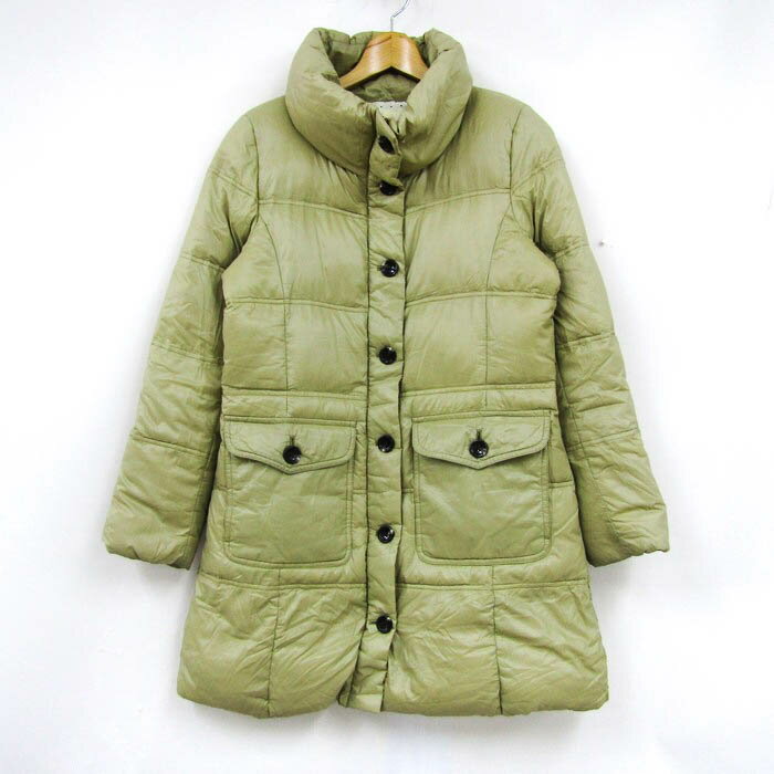 バックナンバー ダウンジャケット ジャンパー アウター ダウンコート レター レディース Lサイズ カーキ BACK NUMBER 【中古】