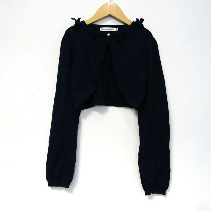 べべ カーディガン トップス 長袖 ボレロ ニット キッズ 女の子用 140サイズ ブラック BeBe 【中古】
