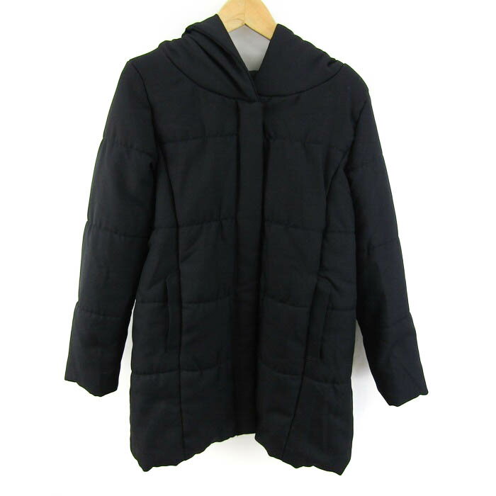 ショコラフィネローブ 中綿フーディージャケット コート ジャンパー アウター レディース Fサイズ ブラック chocol raffine robe 【中古】