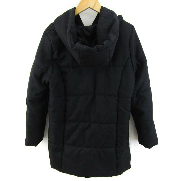 ショコラフィネローブ 中綿フーディージャケット コート ジャンパー アウター レディース Fサイズ ブラック chocol raffine robe 【中古】