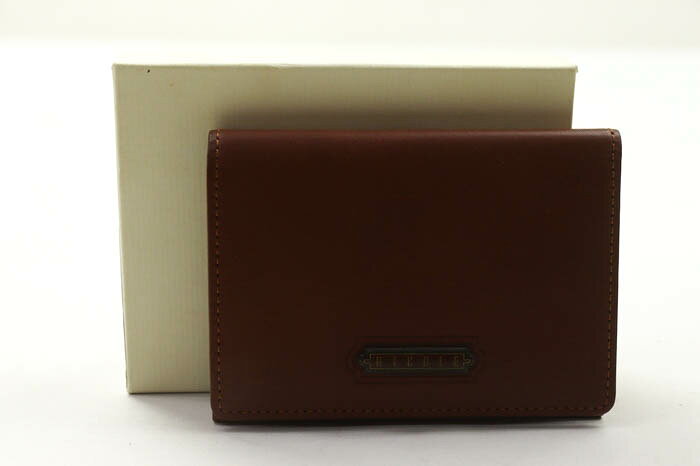 ニコル 名刺入れ カードケース 二つ折り ブランド 小物 メンズ ブラウン NICOLE 【中古】