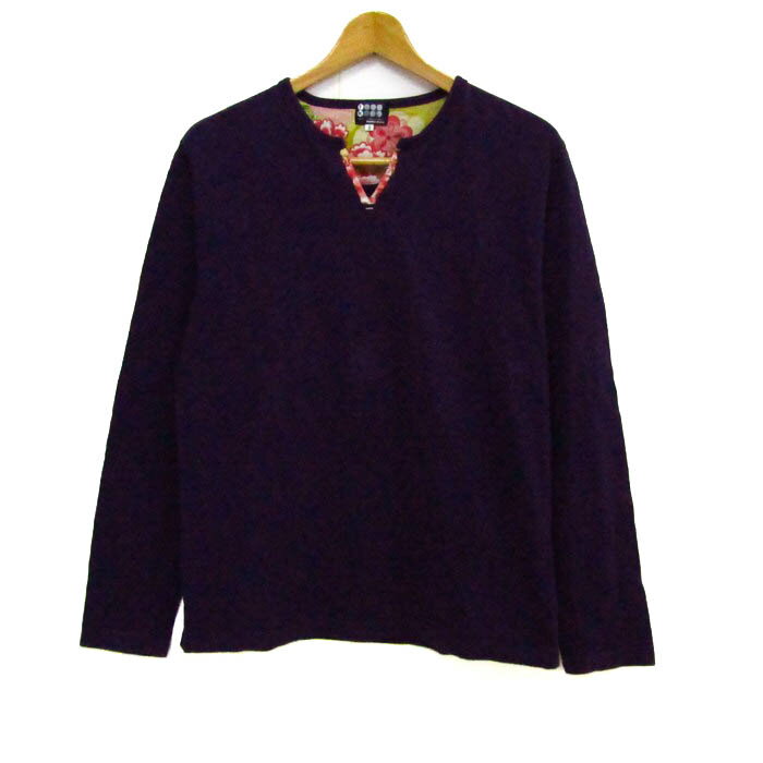 タケオキクチ 長袖Tシャツ スリットネック トップス メンズ 3サイズ パープル TAKEO KIKUCHI 【中古】