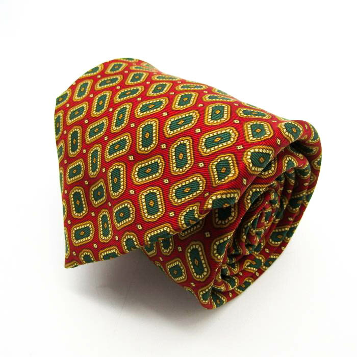 ダックス ブランド ネクタイ 総柄 小紋柄 シルク PO メンズ レッド DAKS 【中古】