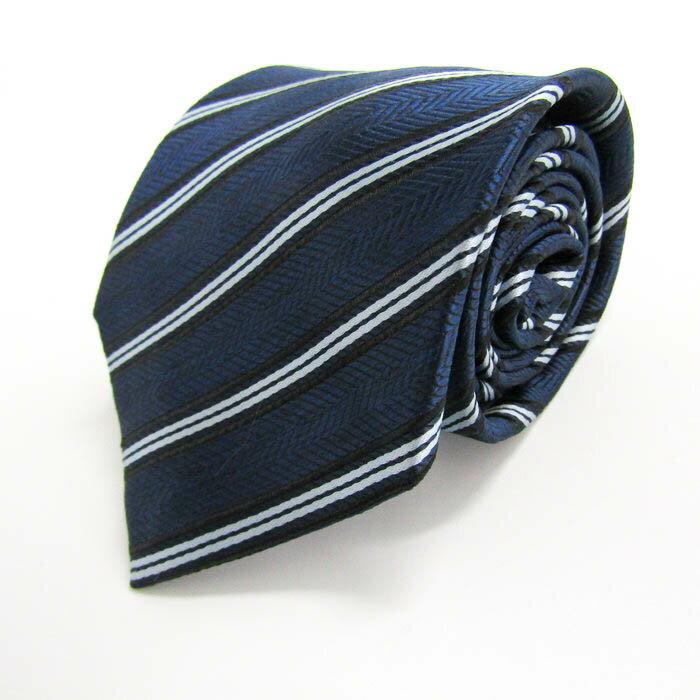 ブリックハウス ブランド ネクタイ ストライプ柄 ヘリンボーン柄 PO メンズ ネイビー BRICK HOUSE 【中古】