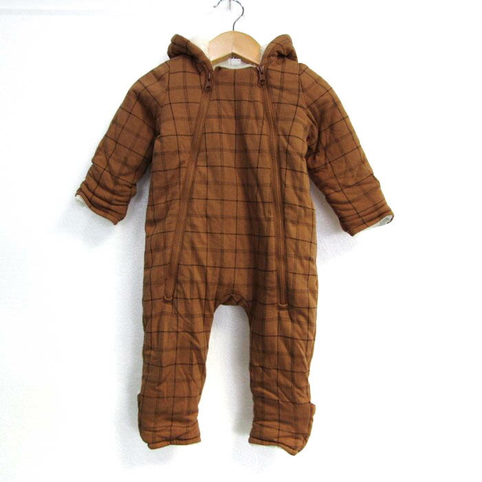 ギャップ ツナギ つなぎ オールインワンジャンプスーツ チェック柄 ベビー 男の子用 3-6monthsサイズ ブラウン GAP 【中古】