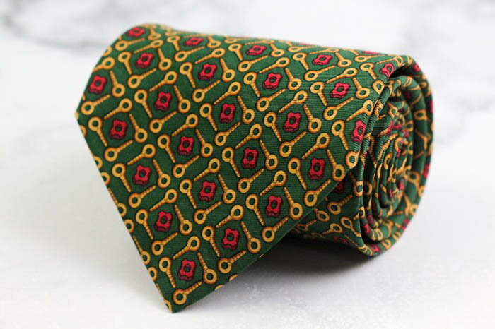 エトロ ブランド ネクタイ シルク ビット柄 小紋柄 総柄 PO メンズ グリーン ETRO 【中古】