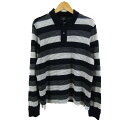 ダンヒル ニット トップス ポロニット 長袖 ボーダー柄 ゴルフウエア メンズ Mサイズ 紺×グレー×白 Dunhill 【中古】(4)