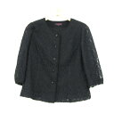 ユキトリイ ノーカラージャケット レース 昭和ドレス 大きいサイズ アウター レディース 13Rサイズ ブラック YUKI TORII 【中古】