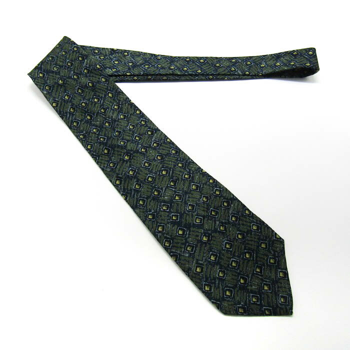 ニノセルッティ ブランドネクタイ 総柄 小紋柄 パネル柄 幾何学模様 シルク PO メンズ ネイビー Nino Cerruti 【中古】