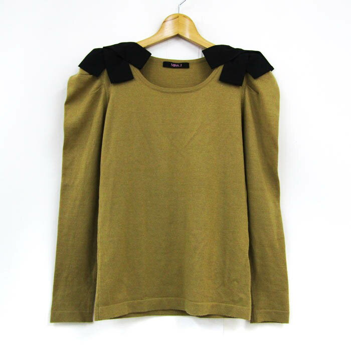 ミスジェイ ニット 長袖 リボン ウール混 トップス レディース 38サイズ ブラウン系 MISS J 【中古】