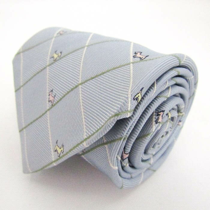 ダックス ブランド ネクタイ チェック柄 小紋柄 格子柄 犬 PO メンズ ブルー DAKS 【中古】