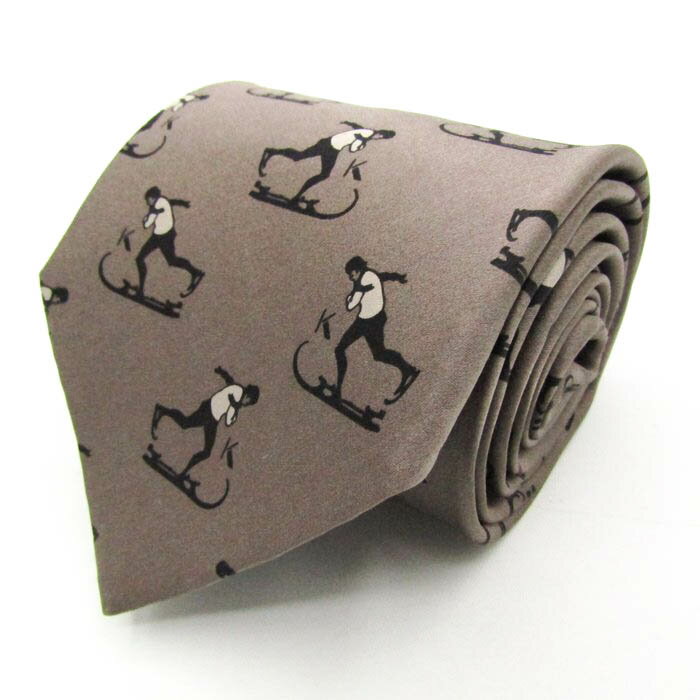 クリッツアウォモ ブランド ネクタイ ロゴ スキー 冬 総柄 シルク イタリア製 PO メンズ ブラウン KRIZ..