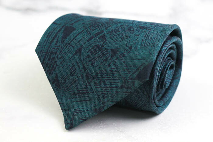 セルッティ1881 ブランド ネクタイ 総柄 パネル柄 シルク フランス製 PO メンズ ネイビー CERRUTI 1881 【中古】