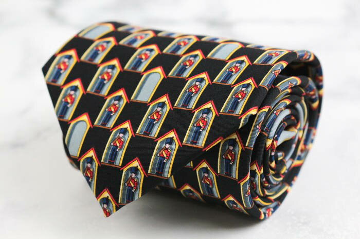 タイラック ブランド ネクタイ シルク 小紋柄 総柄 伊製生地 PO メンズ ブラック Tie Rack 【中古】