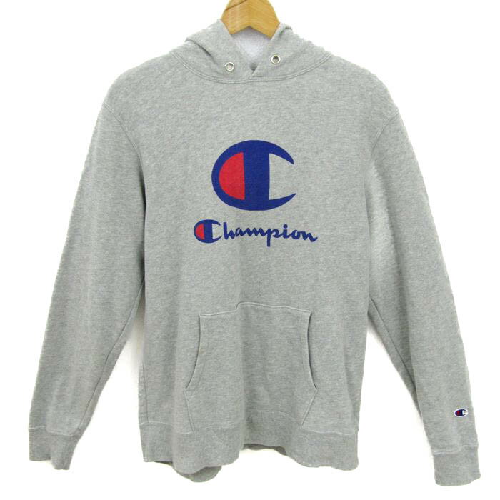 チャンピオン パーカー トップス プルオーバー スウェット ロゴ メンズ Mサイズ グレー Champion 【中古】