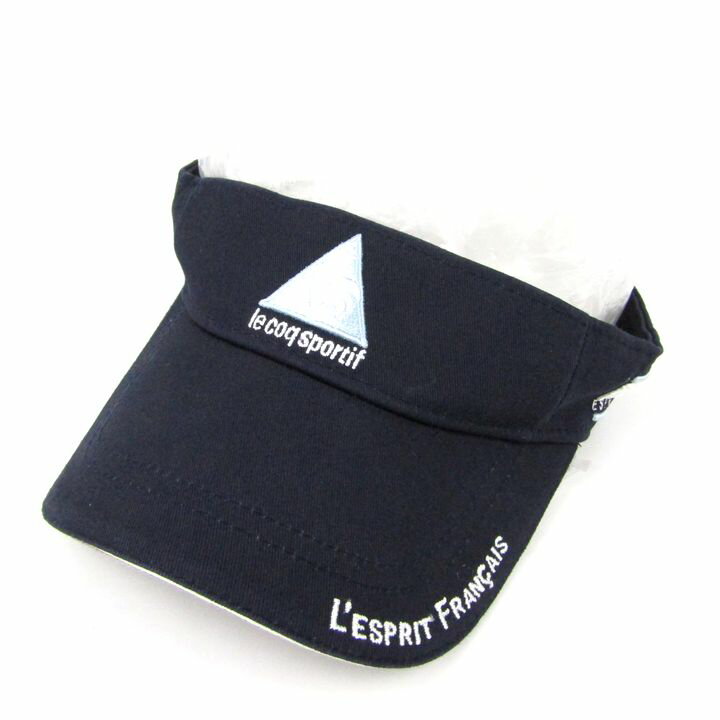 ルコックスポルティフ サンバイザー 帽子 FRA.1882 ゴルフ スポーツウエア ブランド レディース Fサイズ ネイビー le coq sportif 【中古】