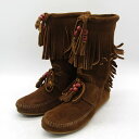ミネトンカ ブーツ フリンジ ブランド シューズ 靴 レディース 7サイズ ブラウン Minnetonka 【中古】(4)