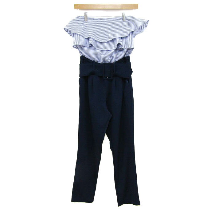セシルマクビー ベアトップオールインワン ツナギ つなぎ レディース Mサイズ 紺 CECIL McBEE 【中古】