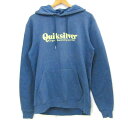 クイックシルバー スウェット トレーナー フーディ 裏起毛 スポーツウエア トップス メンズ Mサイズ ブルー系 Quiksilver 【中古】