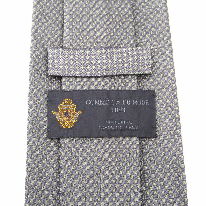 コムサ・デ・モード メン ネクタイ 総柄 シルク イタリア製 ブランド メンズ グリーン×グレー COMME CA DU MODE MEN 【中古】