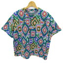 ザラ ニット 半袖 総柄 トップス レディース USA S-Mサイズ グリーン×ブルー ZARA 【中古】(4)