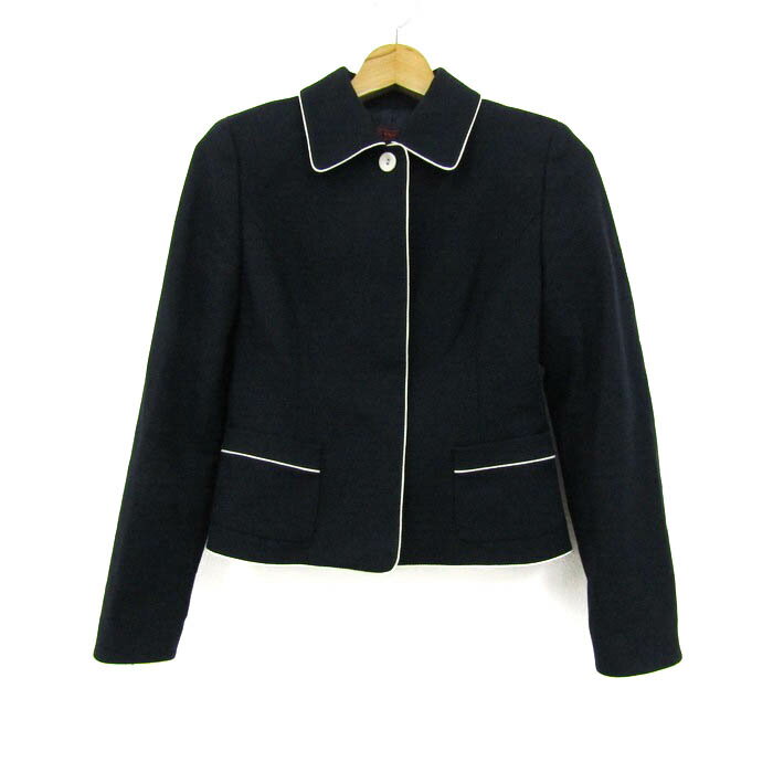 オールドイングランド ブルゾン ジャケット コットン100% アウター レディース 36サイズ ネイビー OLD ENGLAND 【中古】