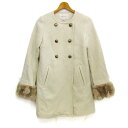 ジルスチュアート ノーカラーコート ファー ダブルボタン アウター レディース Sサイズ ベージュ系 JILLSTUART 【中古】(4)
