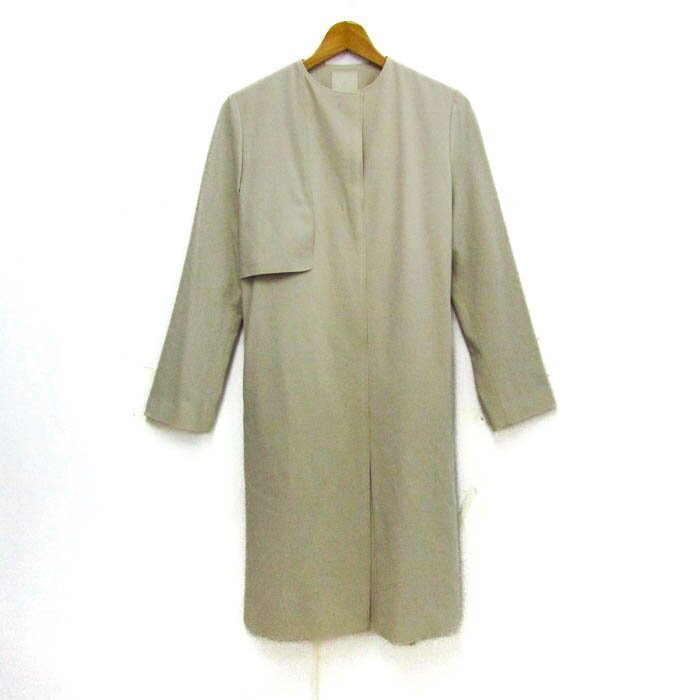 イエナ ノーカラーコート アウター レディース Mサイズ ベージュ系 IENA 【中古】