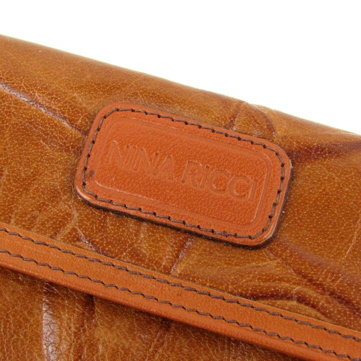 ニナリッチ 二つ折り財布 イタリア製 ウォレット ブランド メンズ レディース ブラウン NINA RICCI 【中古】