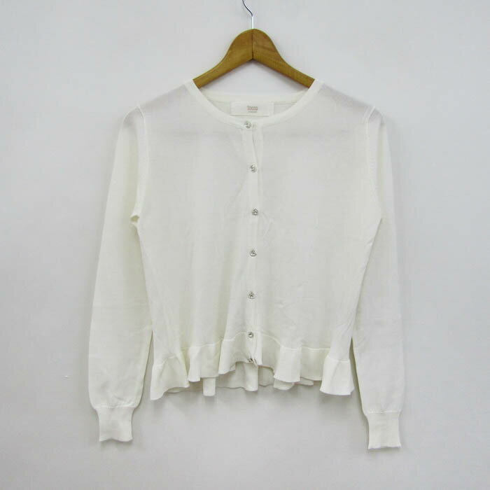 トッコ クローゼット カーディガン 長袖 フリル トップス レディース Mサイズ ホワイト系 tocco closet 【中古】