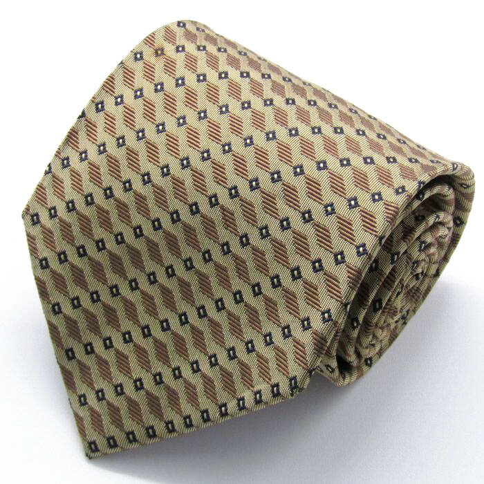 ピエールカルダン ブランド ネクタイ 小紋柄 スクエア柄 パネル柄 シルク PO メンズ カーキ Pierre Cardin 【中古】