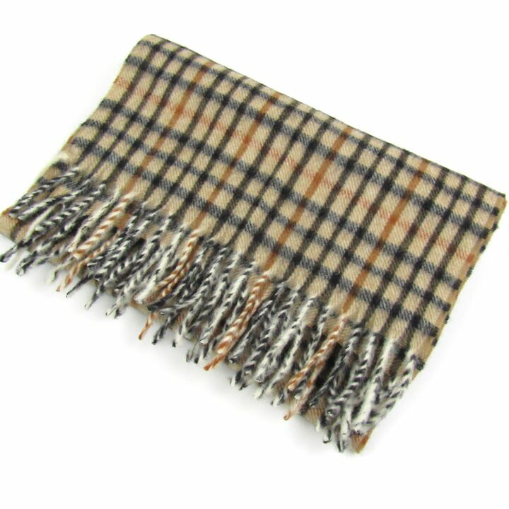 ダックス マフラー ウール チェック柄 イギリス製 ブランド メンズ レディース ブラウン DAKS 【中古】